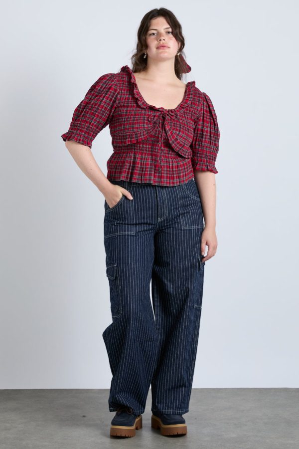 Women Tops | Damson Madder meghan blouse - red check Sale - Image 5