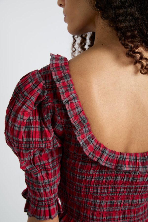 Women Tops | Damson Madder meghan blouse - red check Sale - Image 3