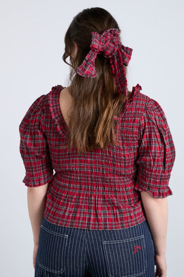 Women Tops | Damson Madder meghan blouse - red check Sale - Image 4