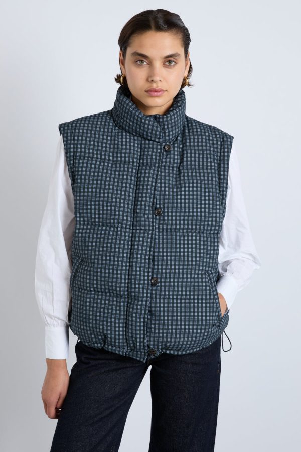 Women Jackets & Coats | Damson Madder pearl check puffer - navy gingham Sale - Image 6