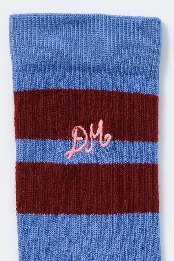 calf length socks - blue & burgundy stripe Sale | Socks Damson Madder Women - Image 3