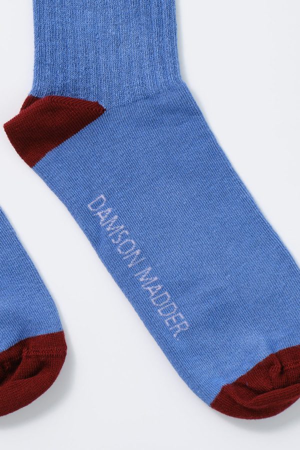 calf length socks - blue & burgundy stripe Sale | Socks Damson Madder Women - Image 2