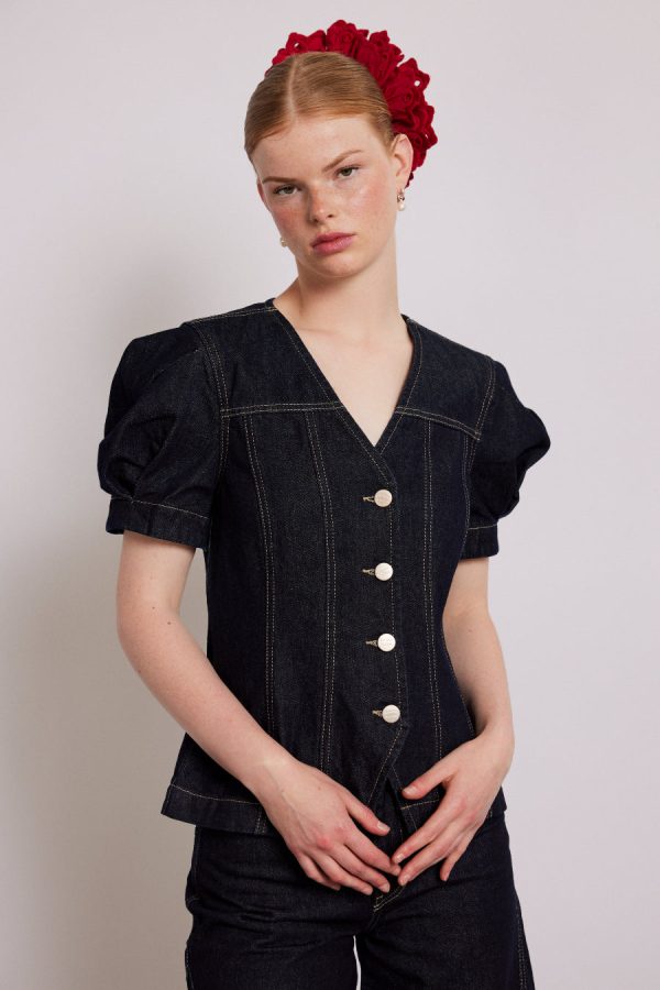 Denim Women | shell denim top - dark indigo Sale Damson Madder