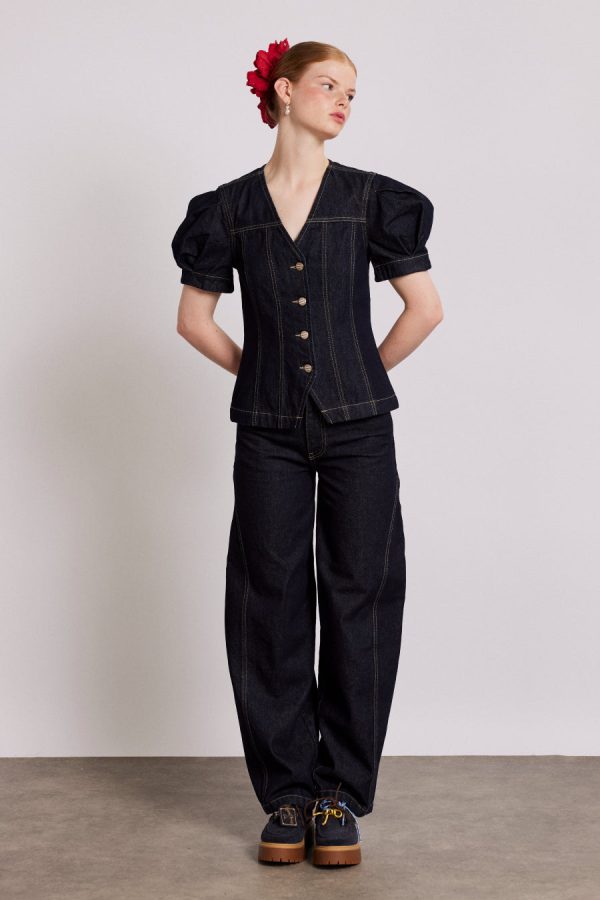 Denim Women | shell denim top - dark indigo Sale Damson Madder - Image 6