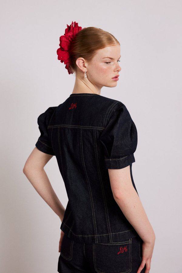 Denim Women | shell denim top - dark indigo Sale Damson Madder - Image 4