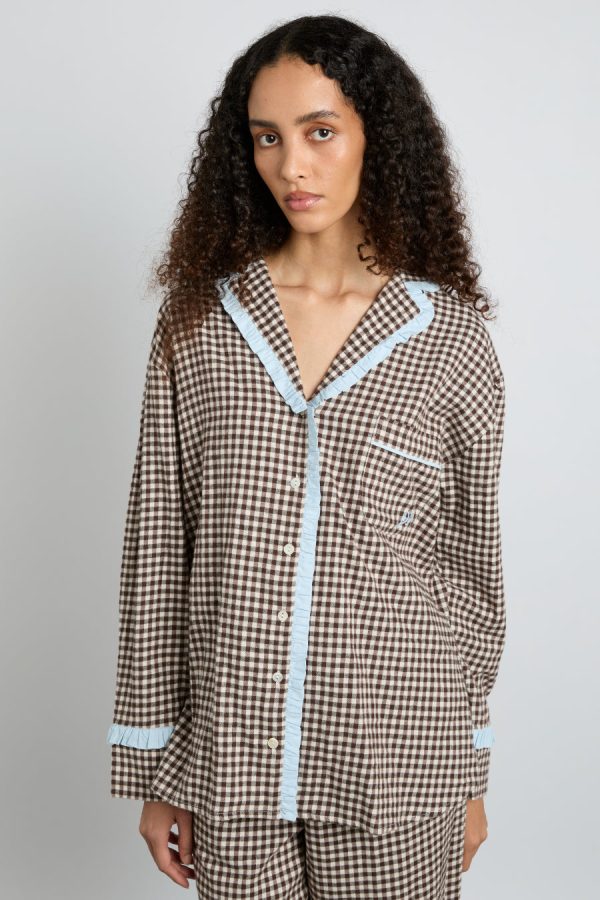 Damson Madder antonia pj set- brown gingham Sale | Women Nightwear - Image 6