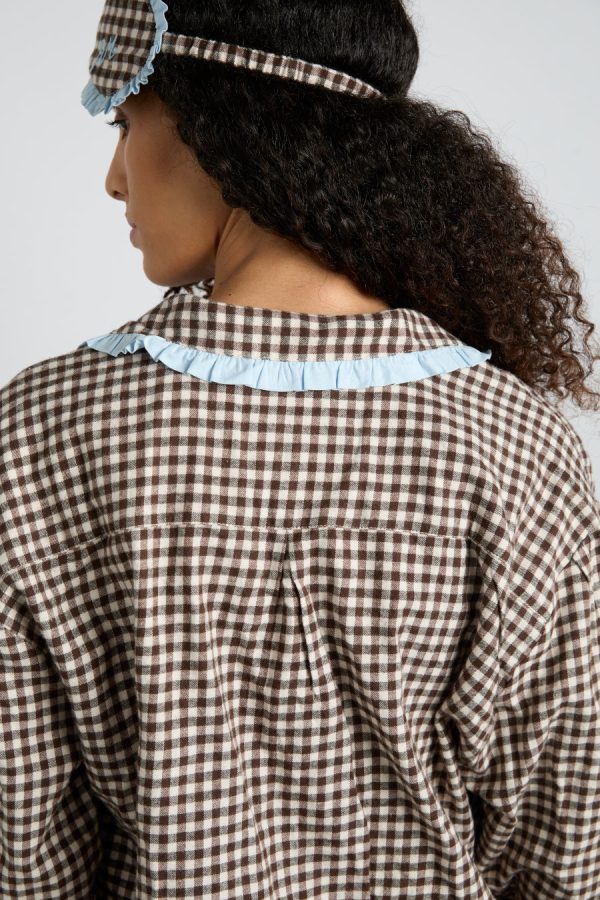 Damson Madder antonia pj set- brown gingham Sale | Women Nightwear - Image 5