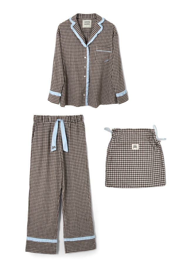 Damson Madder antonia pj set- brown gingham Sale | Women Nightwear - Image 7