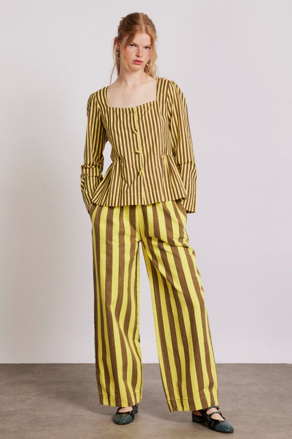 Damson Madder Co-ords | Women | rafe pants - yellow choc stripe Sale