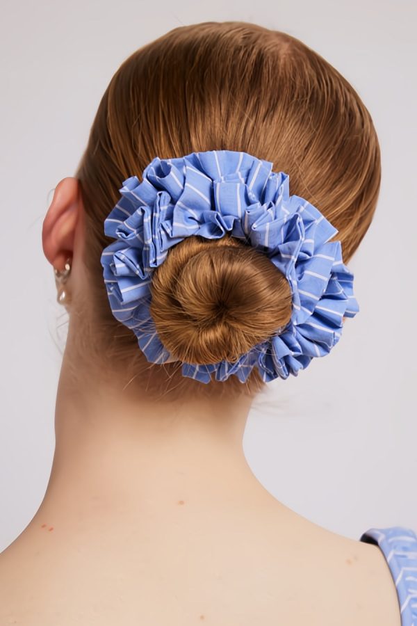 Women Hair Accessories | Damson Madder garter scrunchie - blue and white stripe Sale - Image 4