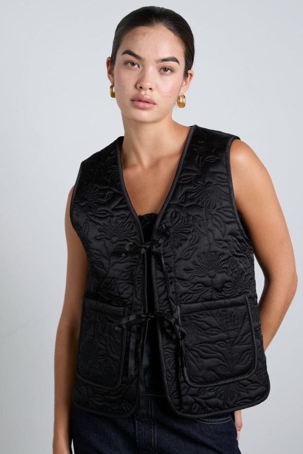 Women Gilets | Damson Madder arte reversible gilet - black & pink satin Sale