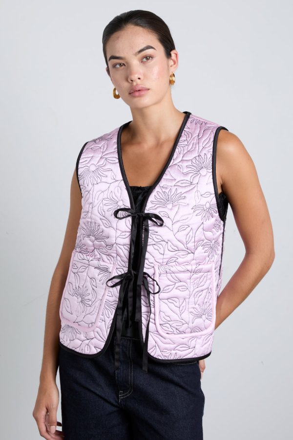 Women Gilets | Damson Madder arte reversible gilet - black & pink satin Sale - Image 3