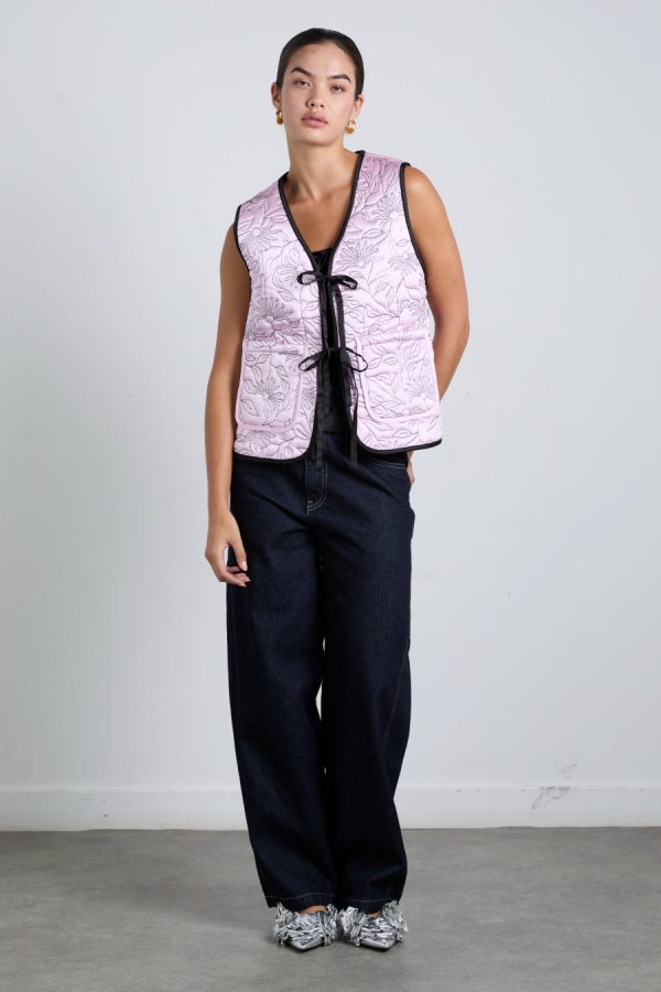 Women Gilets | Damson Madder arte reversible gilet - black & pink satin Sale - Image 5