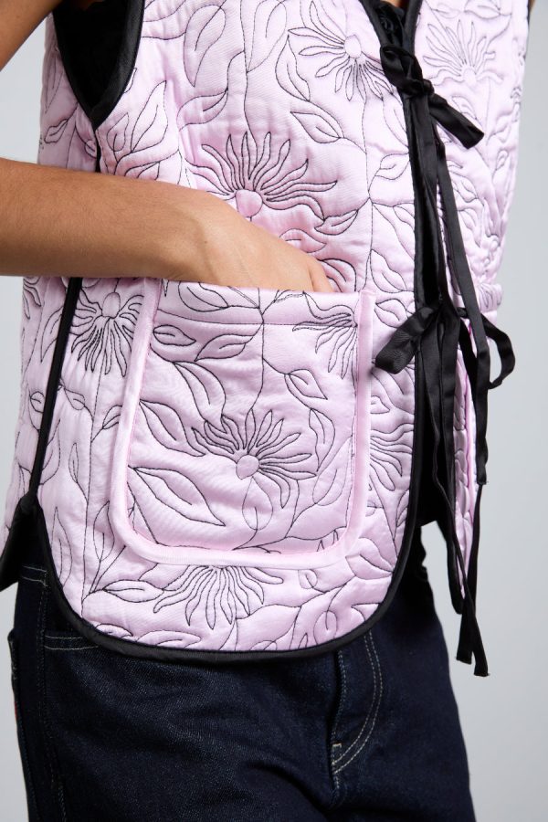 Women Gilets | Damson Madder arte reversible gilet - black & pink satin Sale - Image 2
