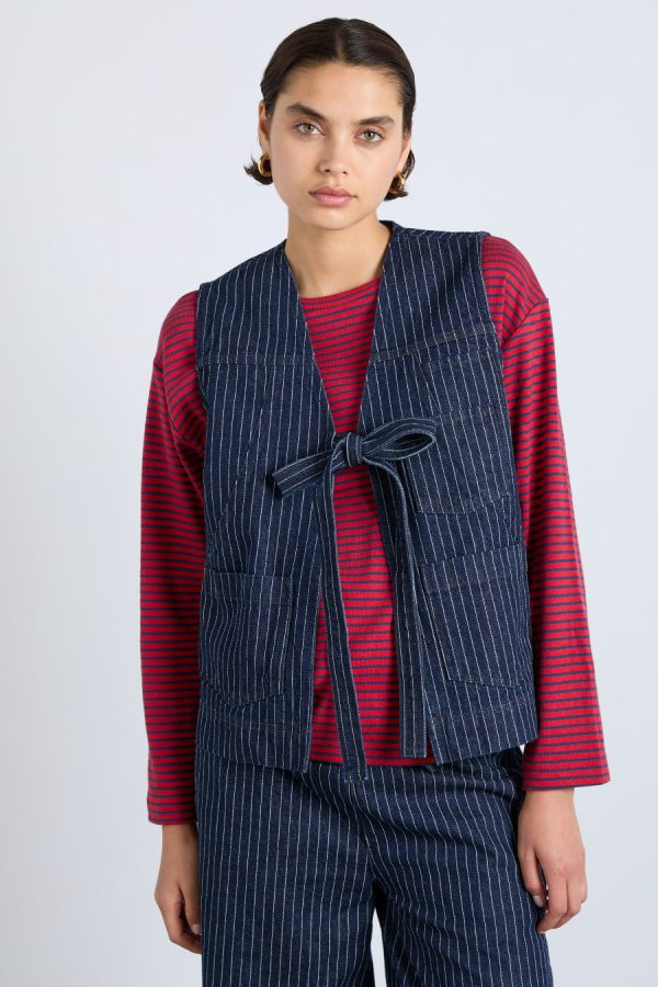 Gilets | Women Damson Madder dilly gilet - navy pinstripe Sale
