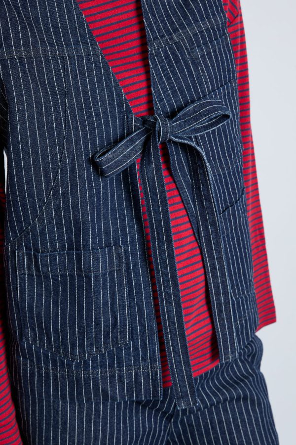 Gilets | Women Damson Madder dilly gilet - navy pinstripe Sale - Image 5