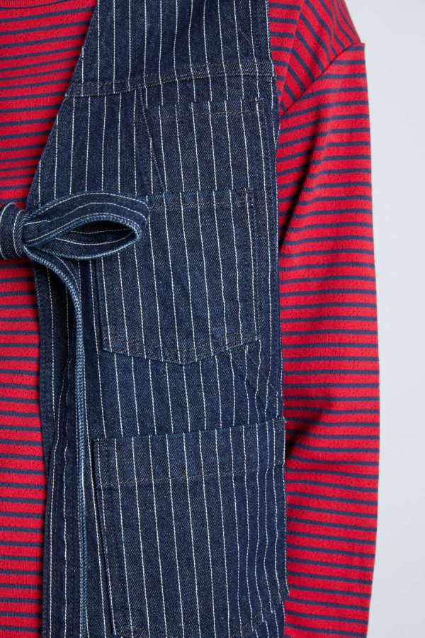 Gilets | Women Damson Madder dilly gilet - navy pinstripe Sale - Image 2