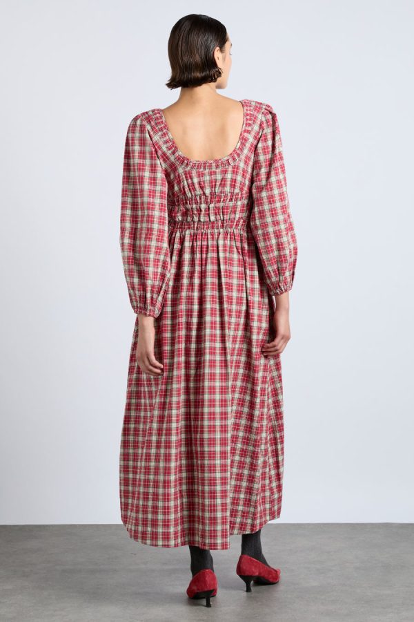 Dresses Women | dakota bow midi dress - tartan Sale Damson Madder - Image 3