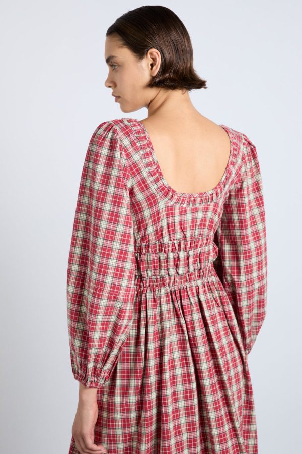Dresses Women | dakota bow midi dress - tartan Sale Damson Madder - Image 2