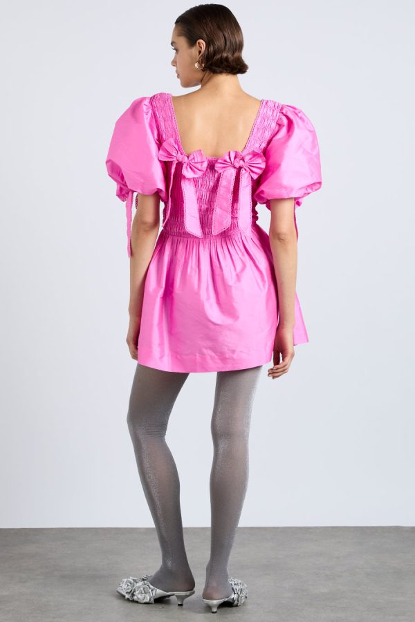 Dresses | lauren mini dress- pink taffeta Sale | Damson Madder Women - Image 3