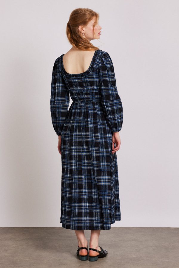 Damson Madder dakota midi dress - blue check Sale | Women Dresses - Image 4