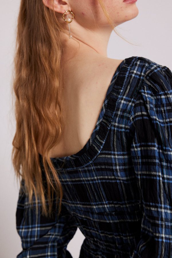 Damson Madder dakota midi dress - blue check Sale | Women Dresses - Image 2