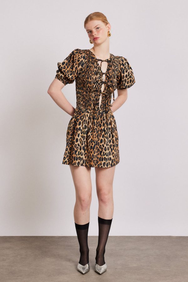 Dresses Damson Madder Women | Bluebelle shirred mini dress - leopard Sale