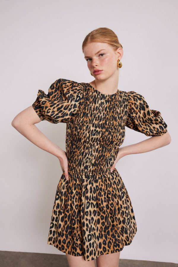 Dresses Damson Madder Women | Bluebelle shirred mini dress - leopard Sale - Image 2