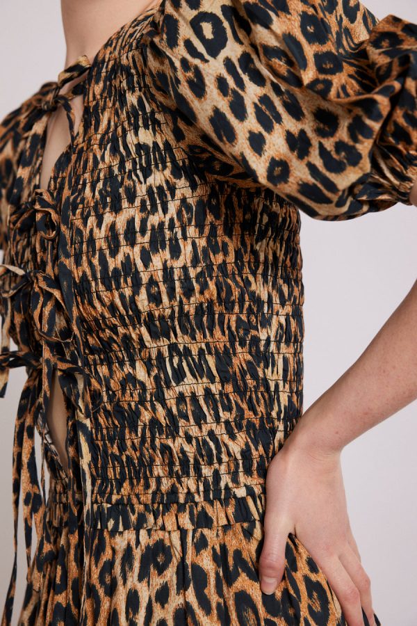 Dresses Damson Madder Women | Bluebelle shirred mini dress - leopard Sale - Image 4