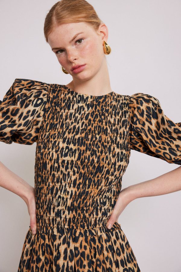 Dresses Damson Madder Women | Bluebelle shirred mini dress - leopard Sale - Image 5