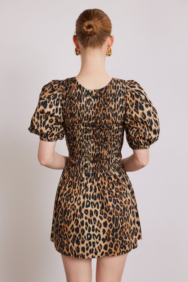 Dresses Damson Madder Women | Bluebelle shirred mini dress - leopard Sale - Image 3