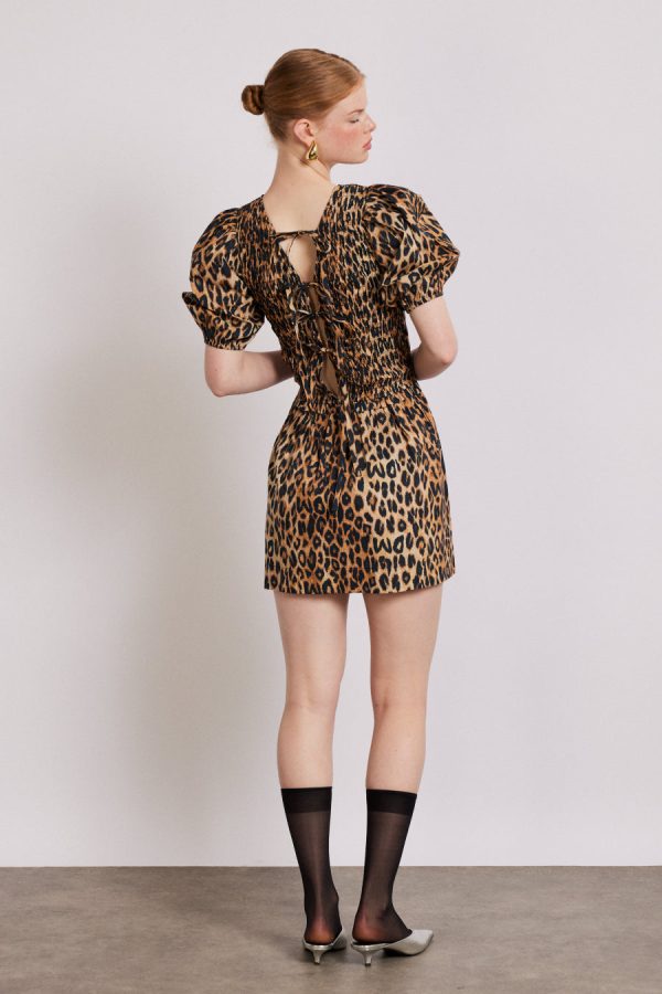 Dresses Damson Madder Women | Bluebelle shirred mini dress - leopard Sale - Image 7