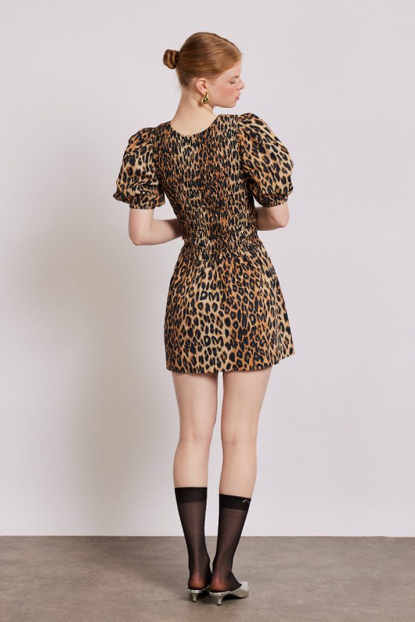 Dresses Damson Madder Women | Bluebelle shirred mini dress - leopard Sale - Image 6
