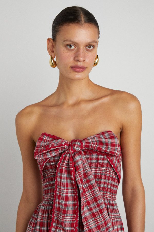 Damson Madder Dresses | Women | pia midi dress - red check Sale - Image 6