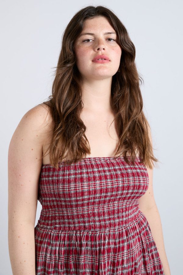 Damson Madder Dresses | Women | pia midi dress - red check Sale - Image 2