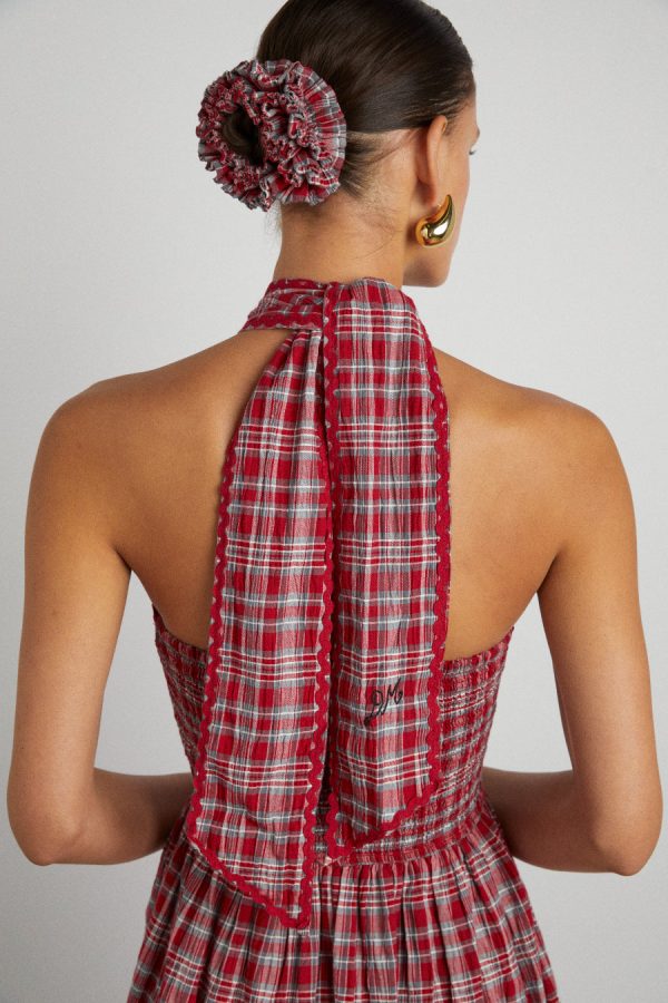 Damson Madder Dresses | Women | pia midi dress - red check Sale - Image 7