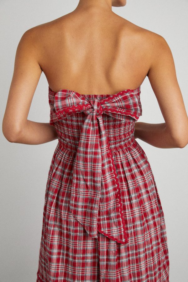 Damson Madder Dresses | Women | pia midi dress - red check Sale - Image 4