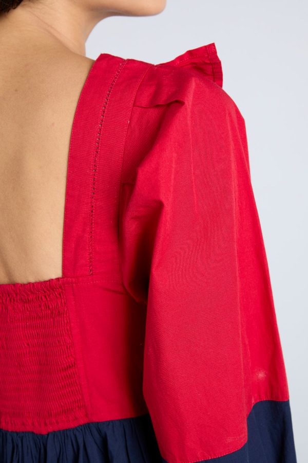 Damson Madder piarra mini smock dress - red & navy Sale | Women Dresses - Image 2