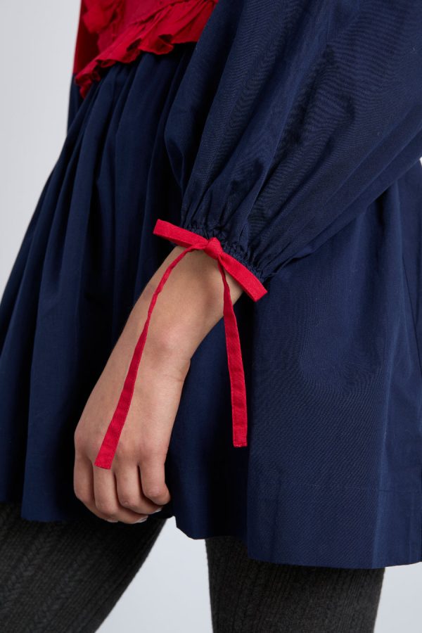 Damson Madder piarra mini smock dress - red & navy Sale | Women Dresses - Image 5