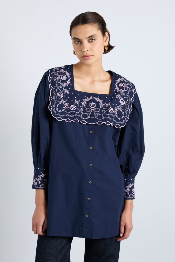 Women mala embroidered mini dress- navy Sale | Dresses Damson Madder - Image 2
