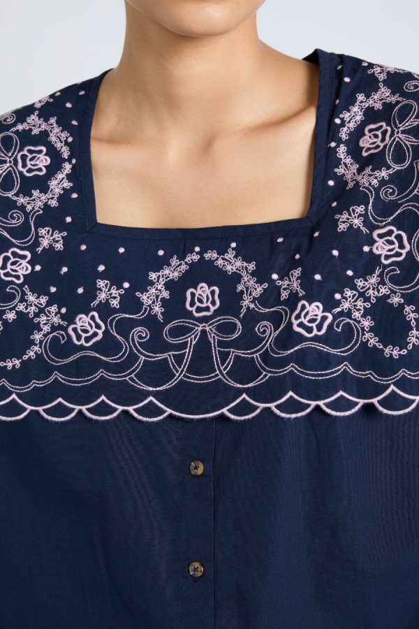 Women mala embroidered mini dress- navy Sale | Dresses Damson Madder - Image 3