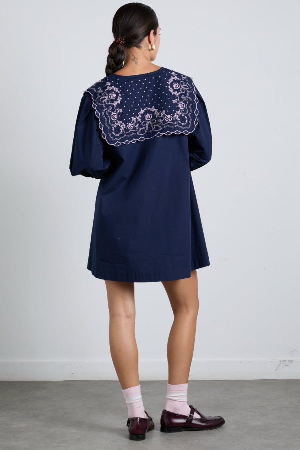 Women mala embroidered mini dress- navy Sale | Dresses Damson Madder - Image 4