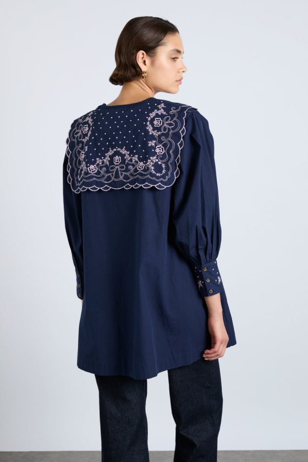 Women mala embroidered mini dress- navy Sale | Dresses Damson Madder - Image 6