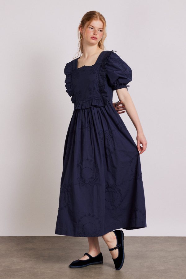 rhea dress - navy broderie Sale Women | Dresses Damson Madder
