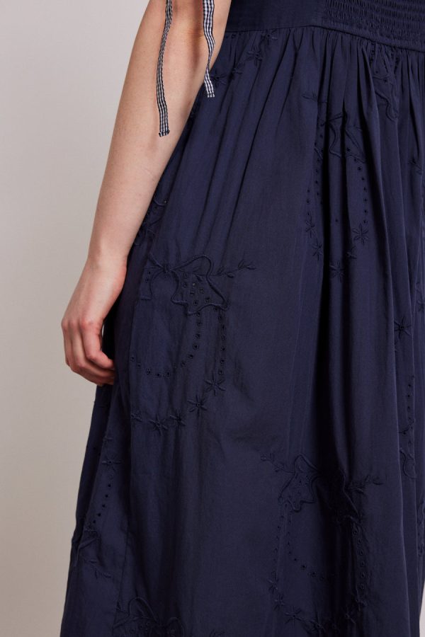 rhea dress - navy broderie Sale Women | Dresses Damson Madder - Image 5