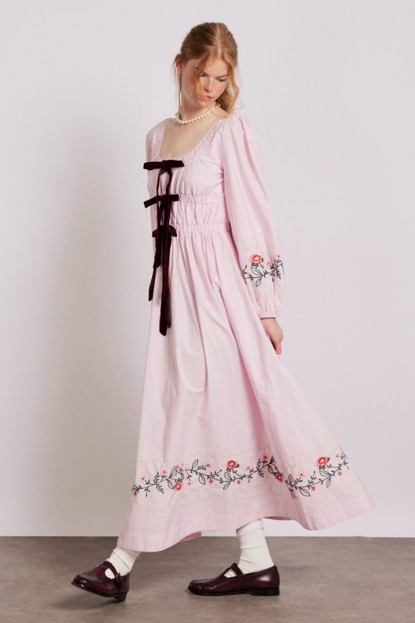 dakota dress - pink embroidery Sale Women | Dresses Damson Madder - Image 4