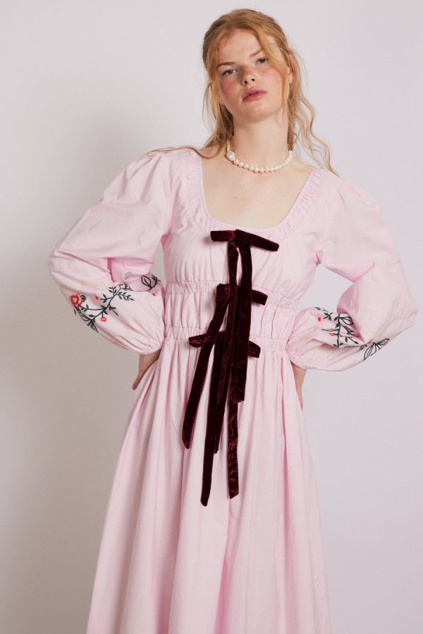 dakota dress - pink embroidery Sale Women | Dresses Damson Madder - Image 3