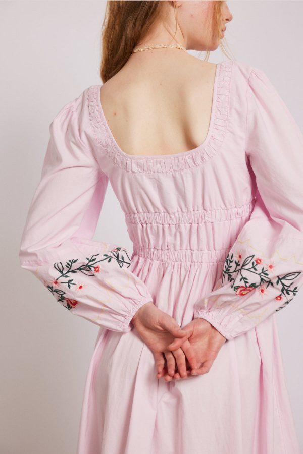 dakota dress - pink embroidery Sale Women | Dresses Damson Madder - Image 5