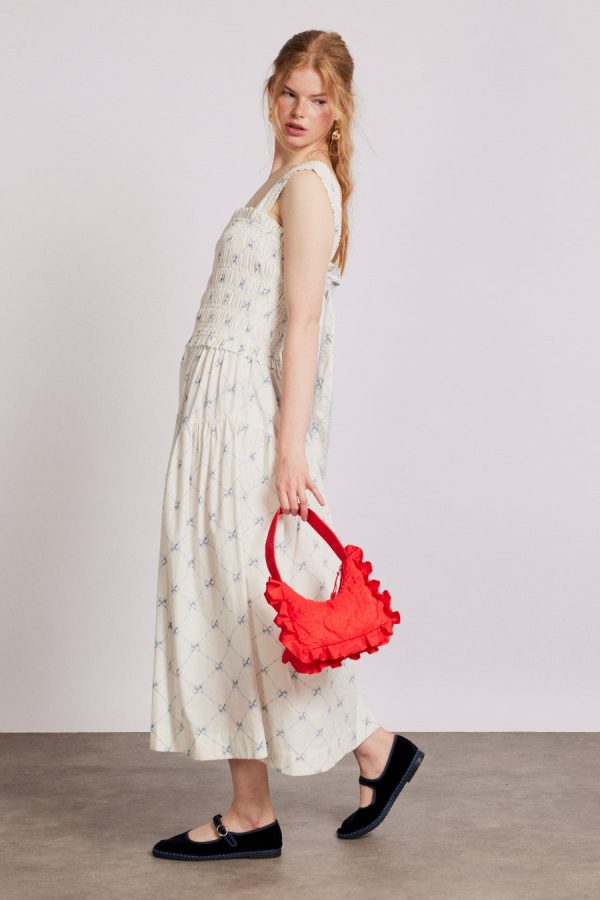 Dresses Damson Madder | Women Tish midi dress - white bow print Sale - Image 4