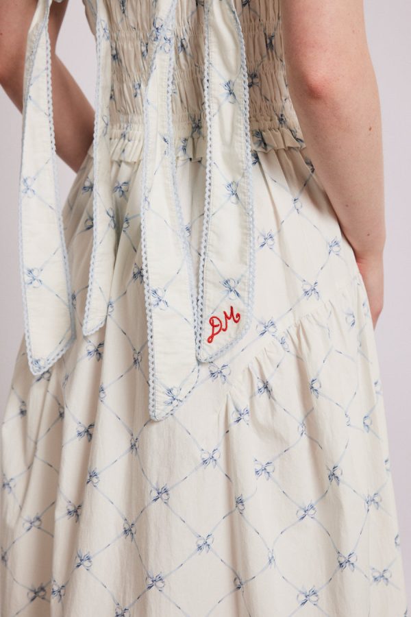 Dresses Damson Madder | Women Tish midi dress - white bow print Sale - Image 3